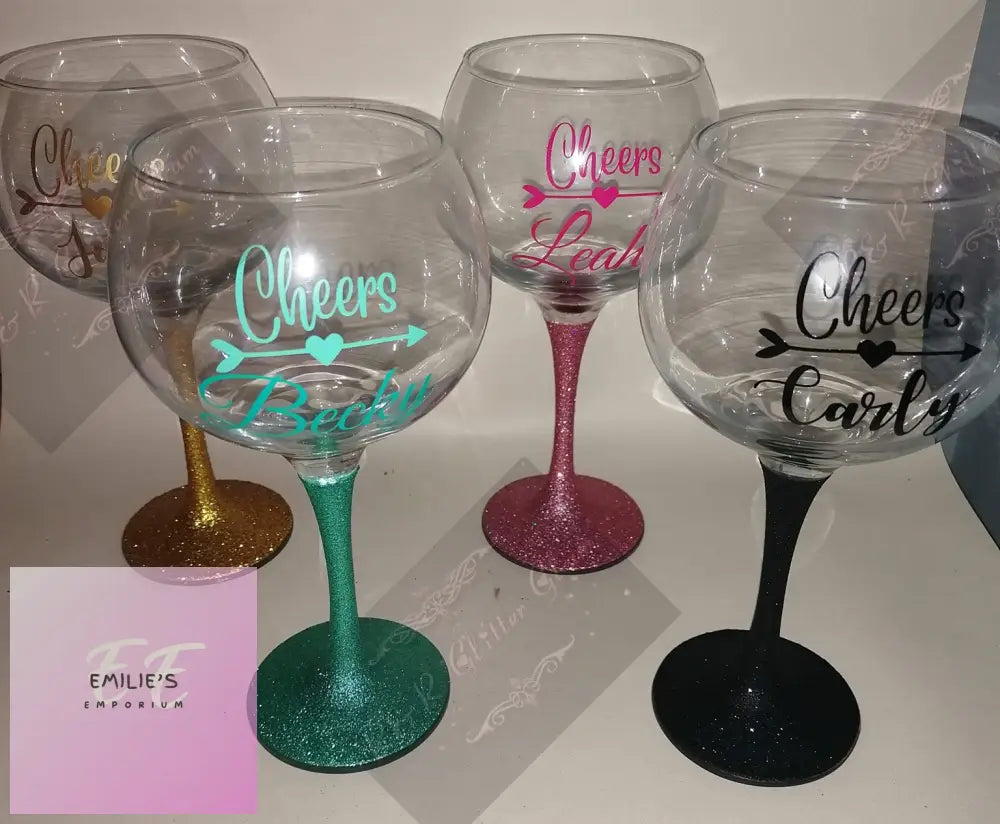 Personalised Gin Glass - With Glitter