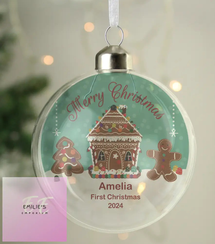 Personalised Gingerbread House Christmas Glass Bauble