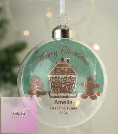 Personalised Gingerbread House Christmas Glass Bauble