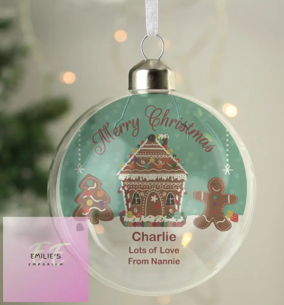 Personalised Gingerbread House Christmas Glass Bauble