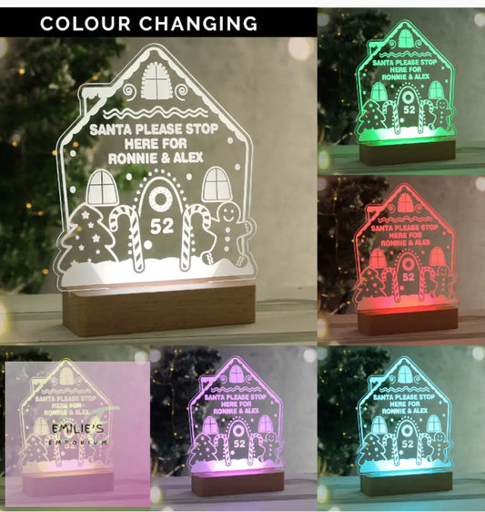 Personalised Gingerbread House Christmas Wooden Based Led Light