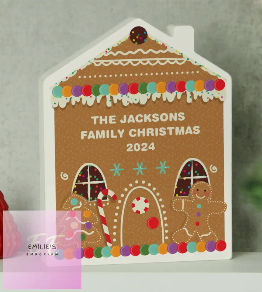 Personalised Gingerbread House Christmas Wooden Ornament