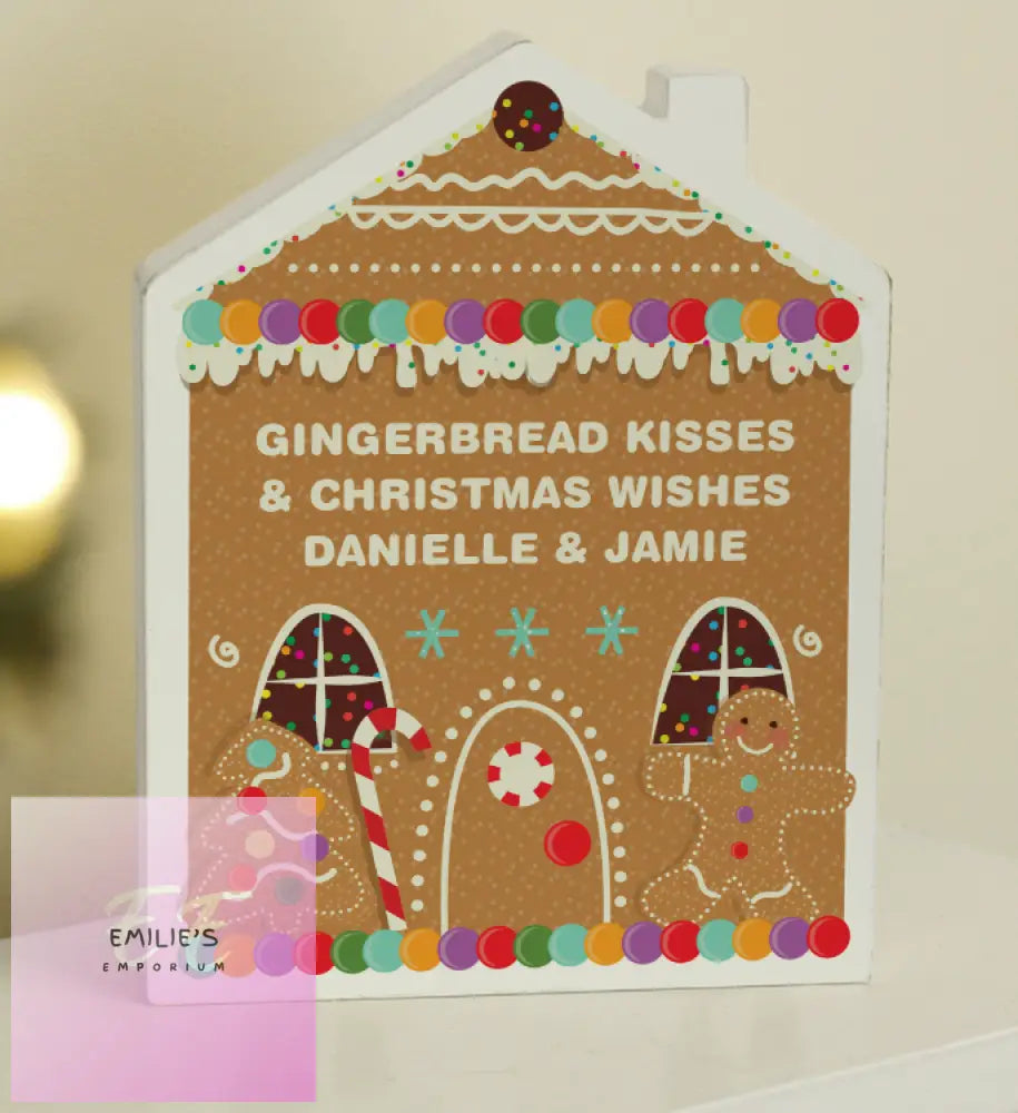 Personalised Gingerbread House Christmas Wooden Ornament