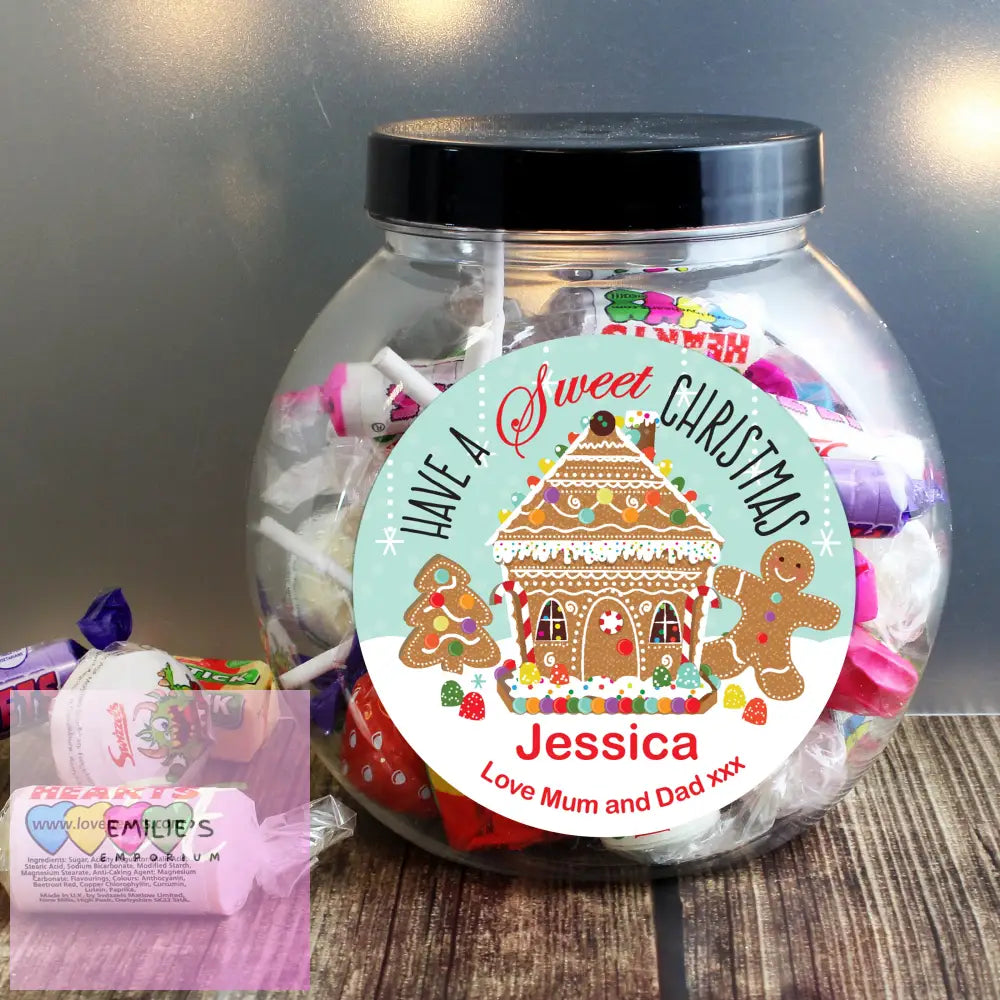 Personalised Gingerbread House Sweet Jar