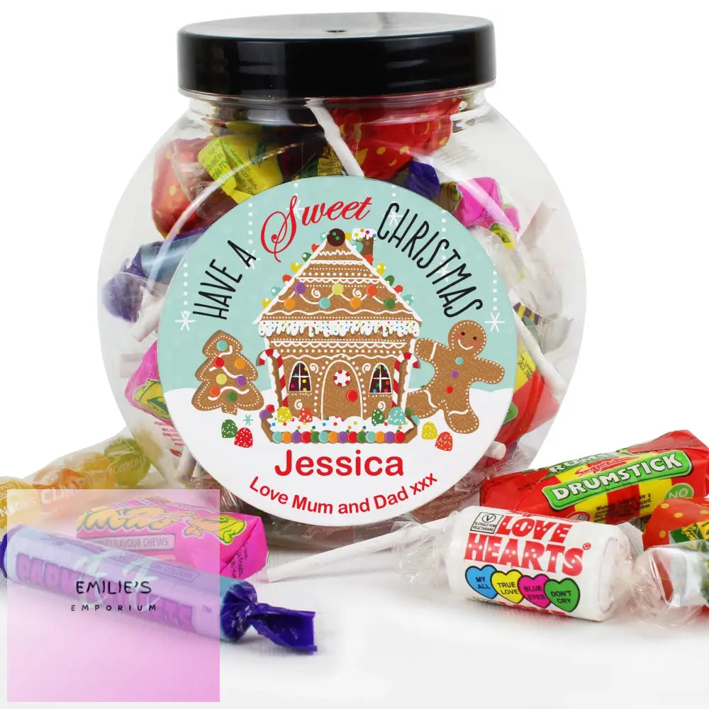 Personalised Gingerbread House Sweet Jar