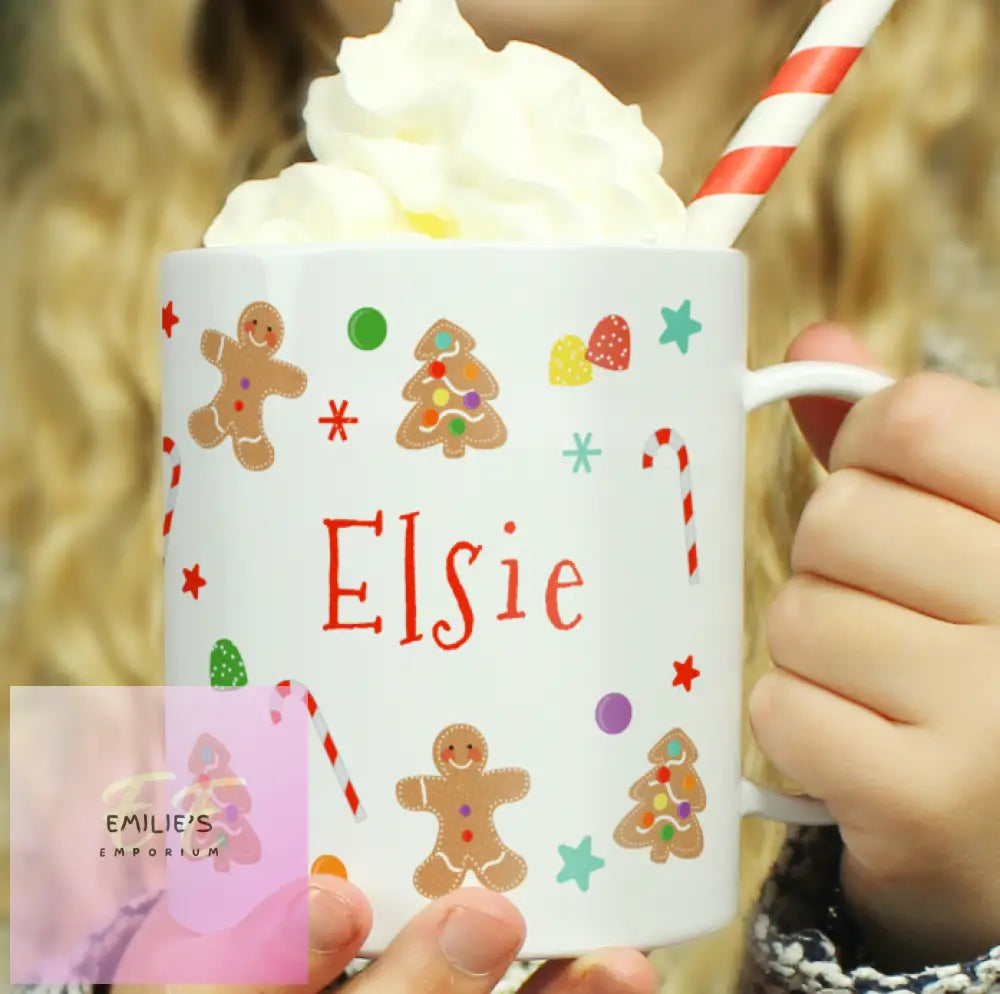 Personalised Gingerbread Pattern Plastic Mug