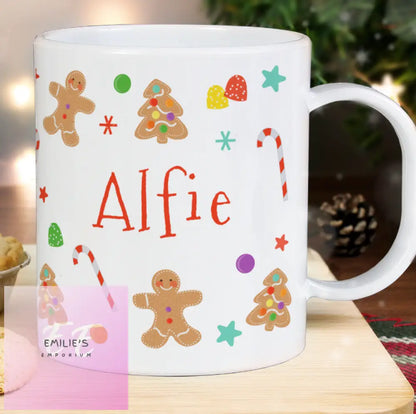 Personalised Gingerbread Pattern Plastic Mug