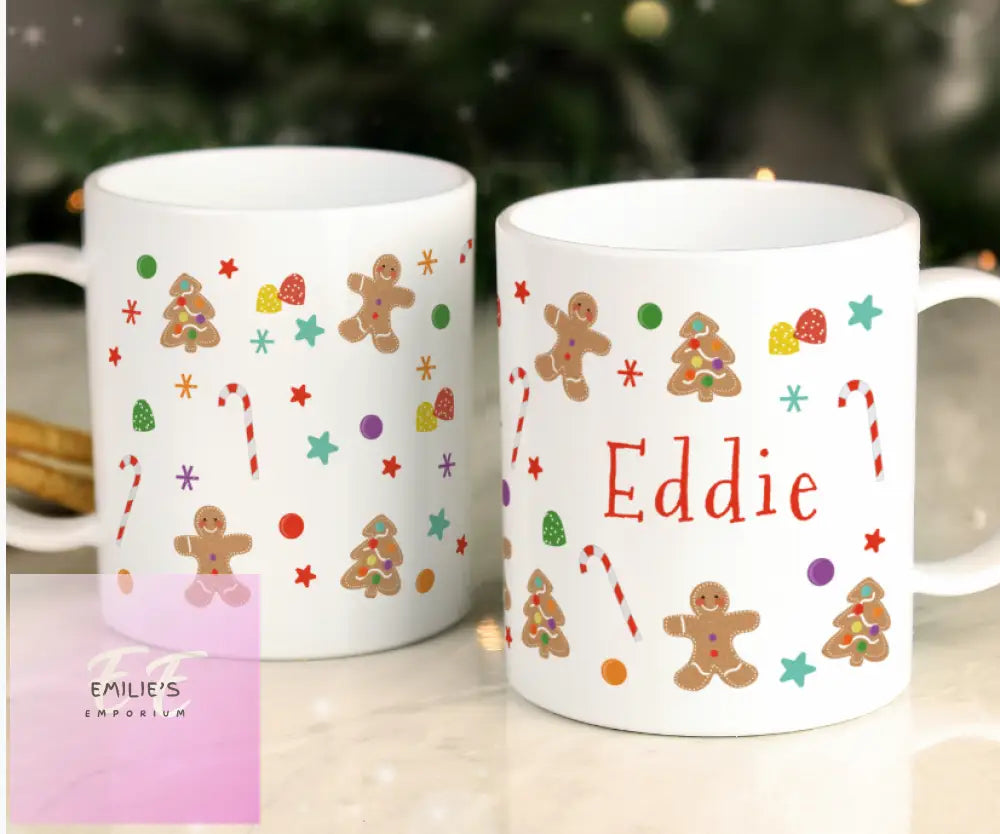 Personalised Gingerbread Pattern Plastic Mug