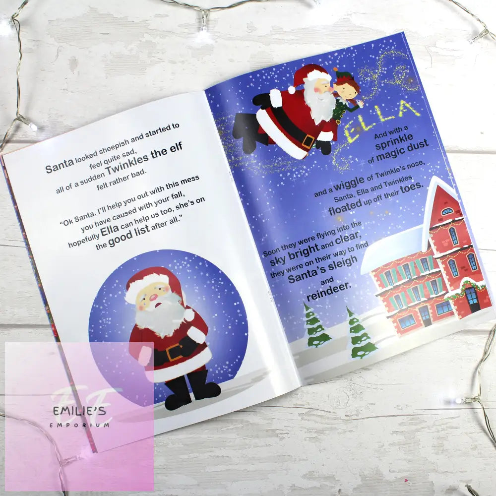 Personalised Girls ’It’s Christmas’ Story Book Featuring Santa And His Elf Twinkles