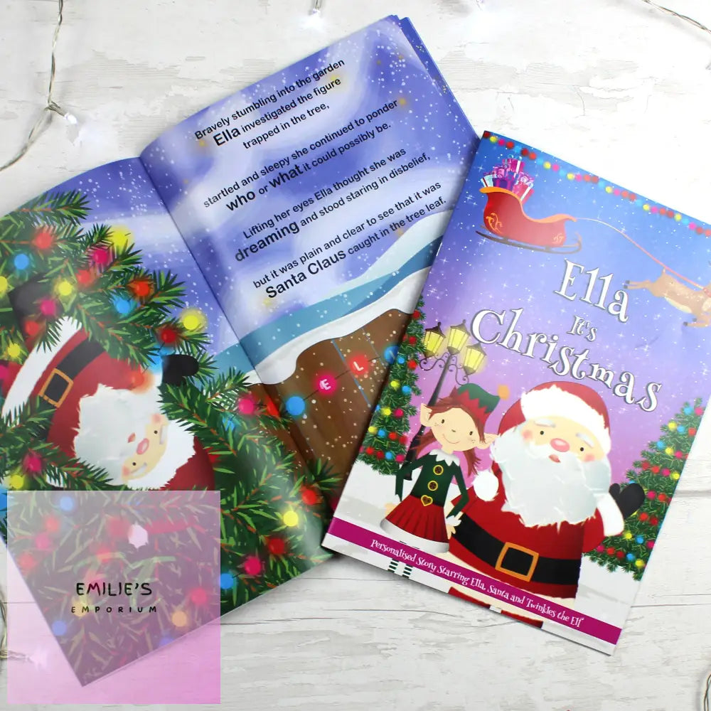 Personalised Girls ’It’s Christmas’ Story Book Featuring Santa And His Elf Twinkles