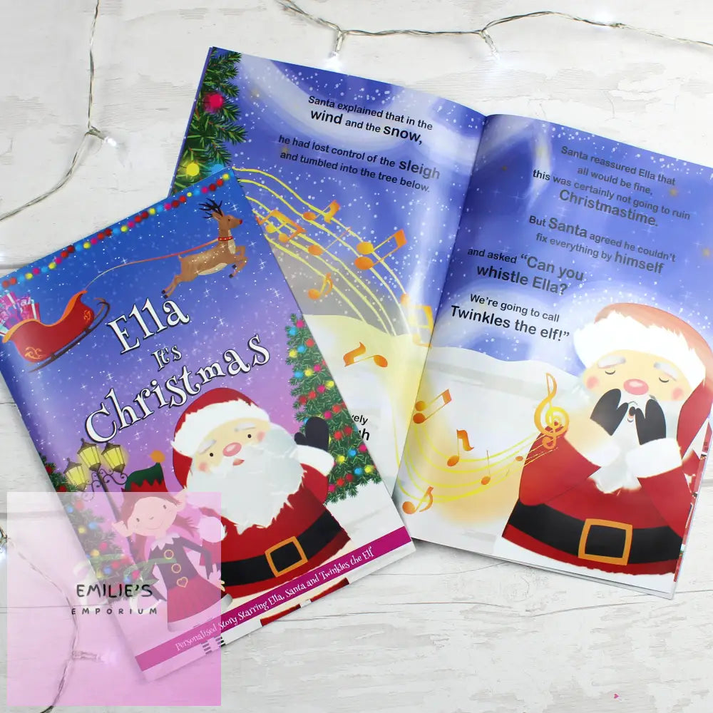 Personalised Girls ’It’s Christmas’ Story Book Featuring Santa And His Elf Twinkles