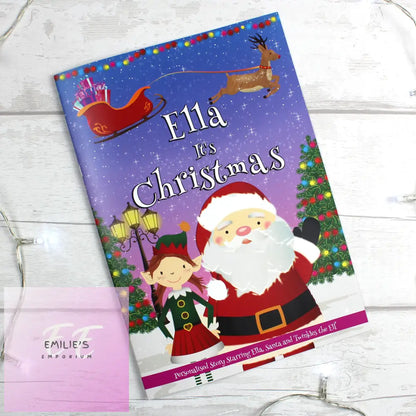 Personalised Girls ’It’s Christmas’ Story Book Featuring Santa And His Elf Twinkles