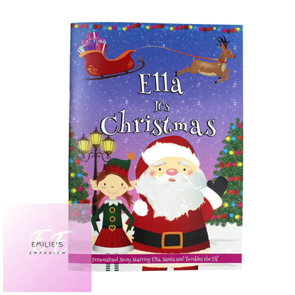 Personalised Girls ’It’s Christmas’ Story Book Featuring Santa And His Elf Twinkles