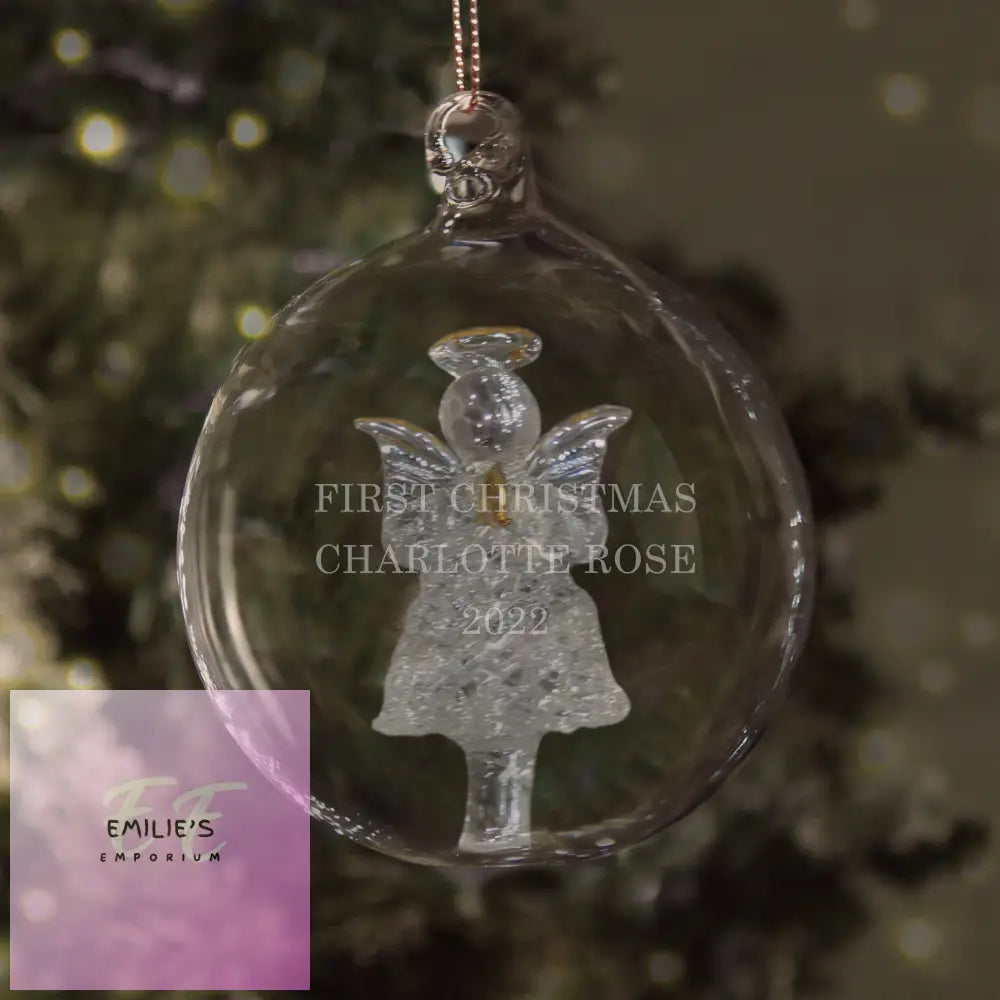 Personalised Glass Christmas Angel Bauble