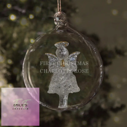 Personalised Glass Christmas Angel Bauble