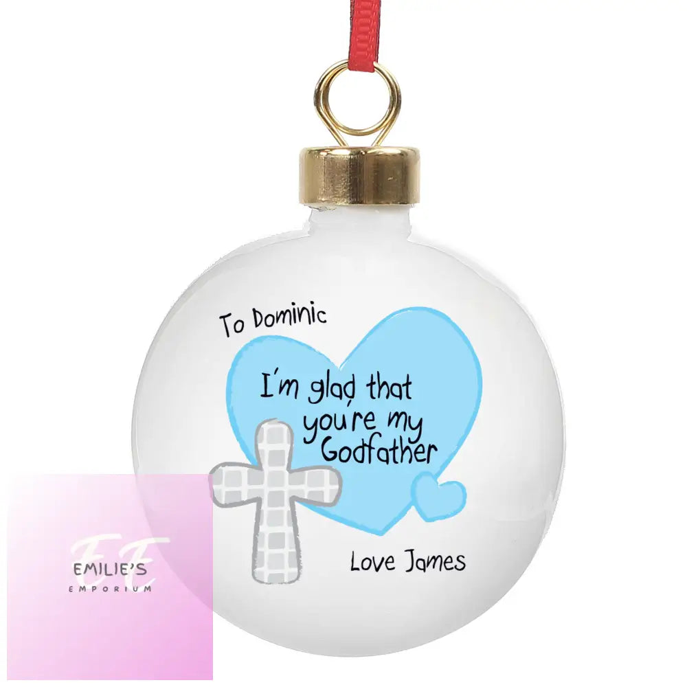 Personalised Godmother Bauble Blue