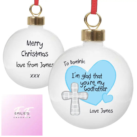 Personalised Godmother Bauble Blue