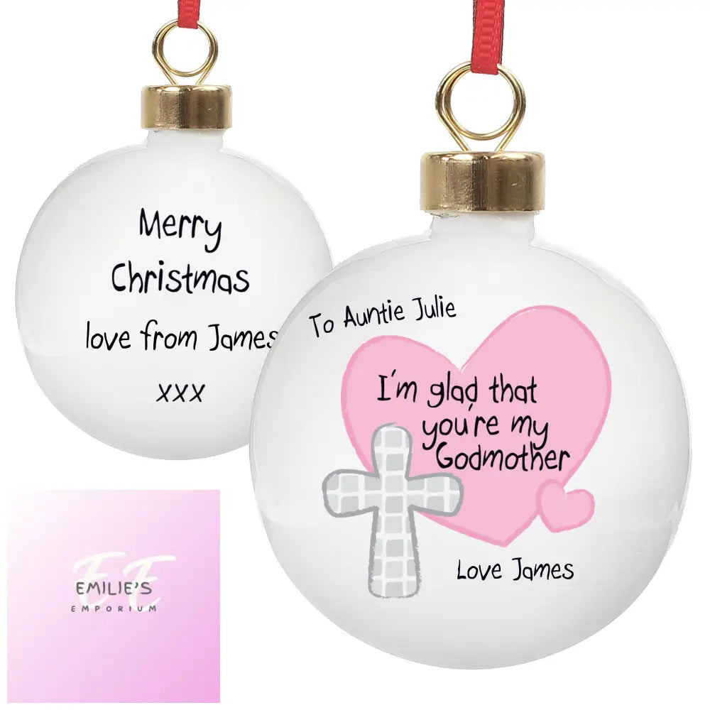 Personalised Godmother Bauble Pink