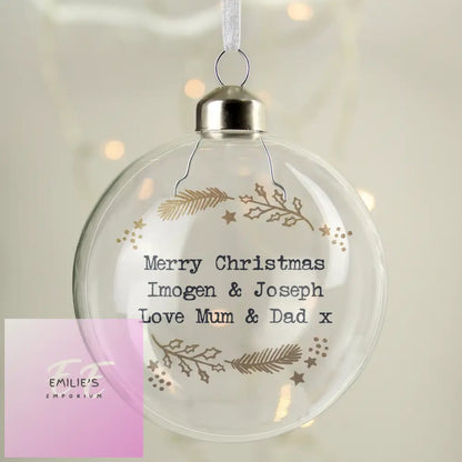 Personalised Gold Wreath Glass Bauble