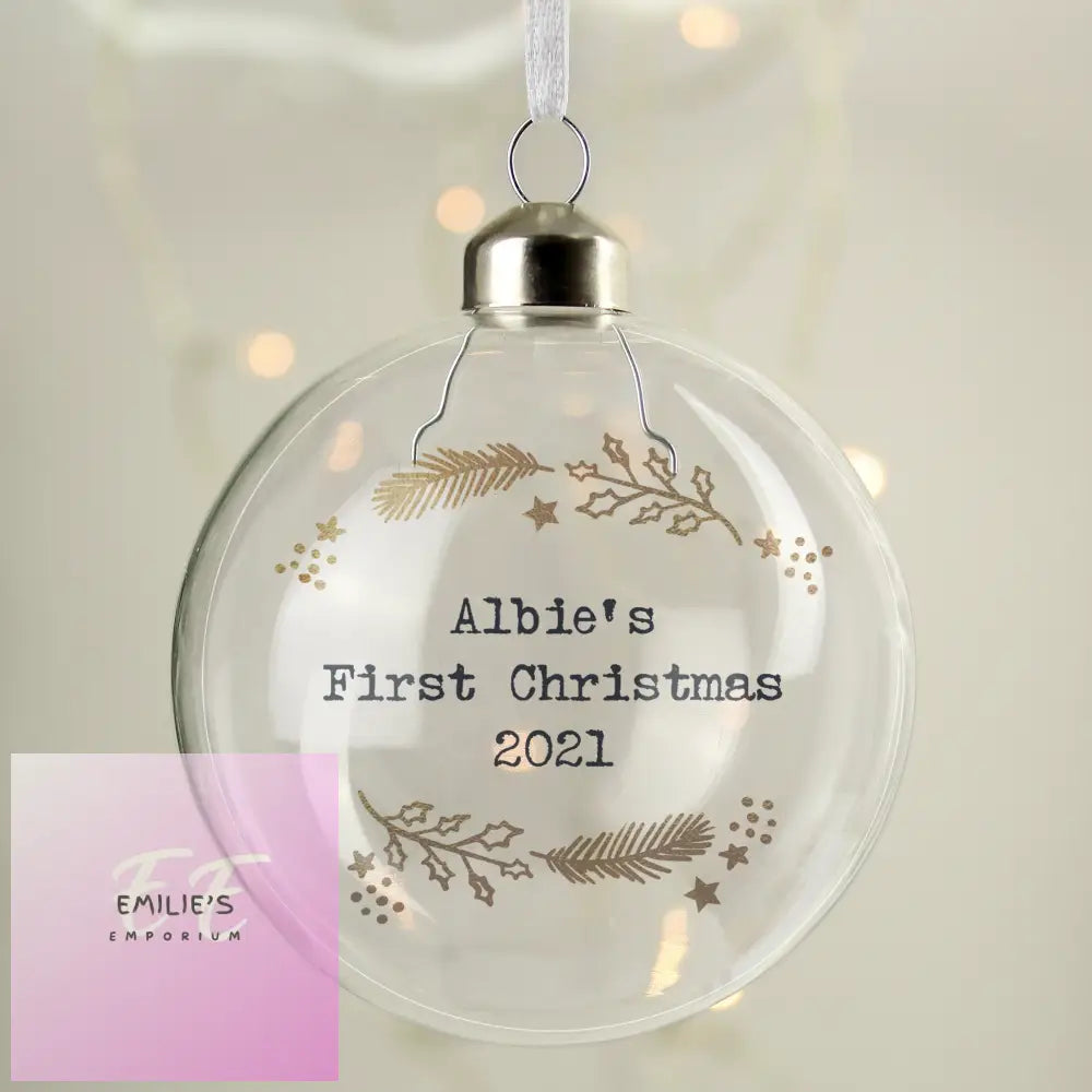 Personalised Gold Wreath Glass Bauble