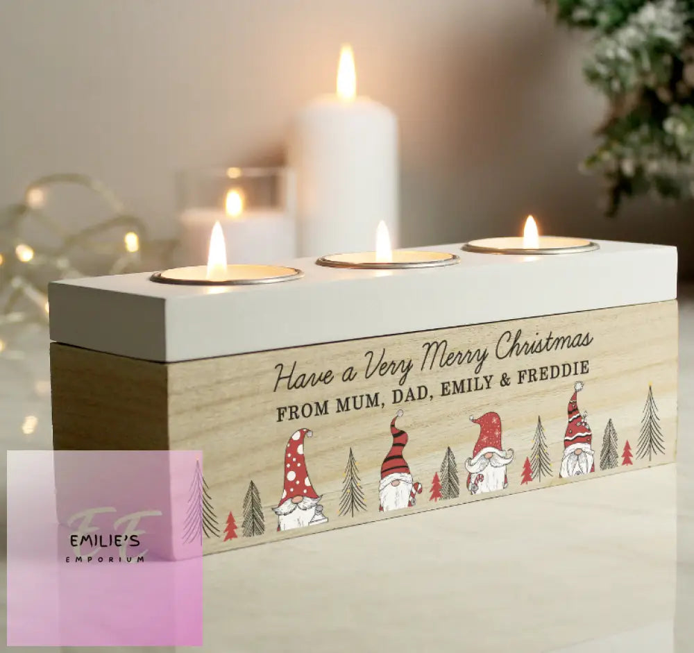 Personalised Gonk Christmas Triple Tea Light Box