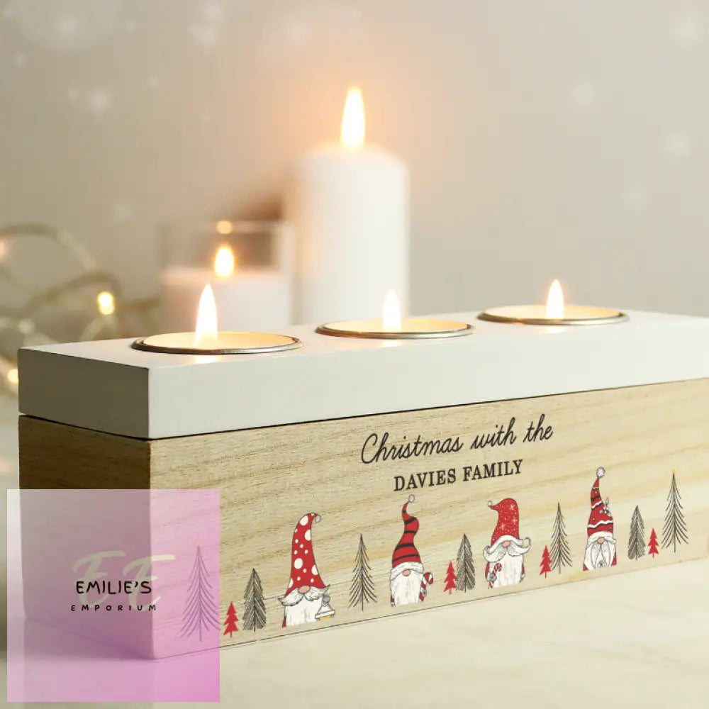 Personalised Gonk Christmas Triple Tea Light Box