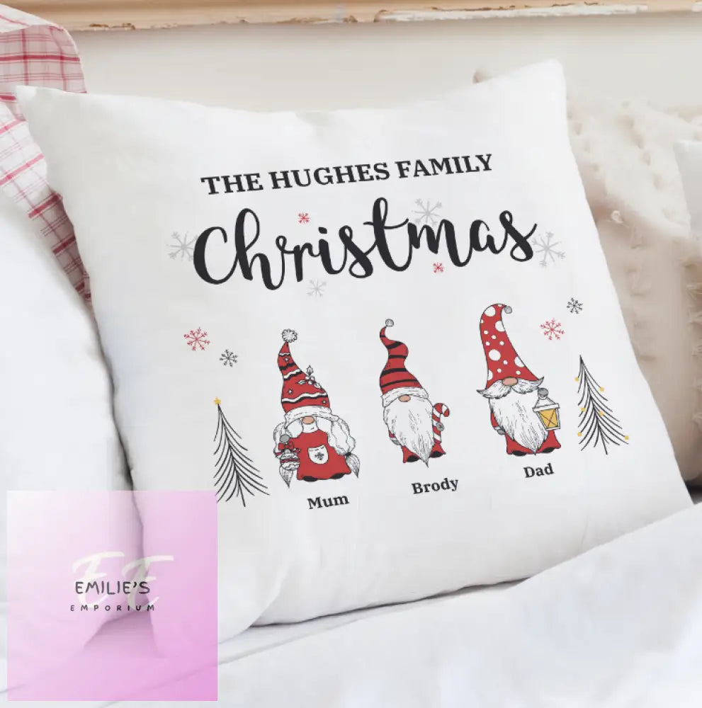 Personalised Gonk Family Christmas Cushion