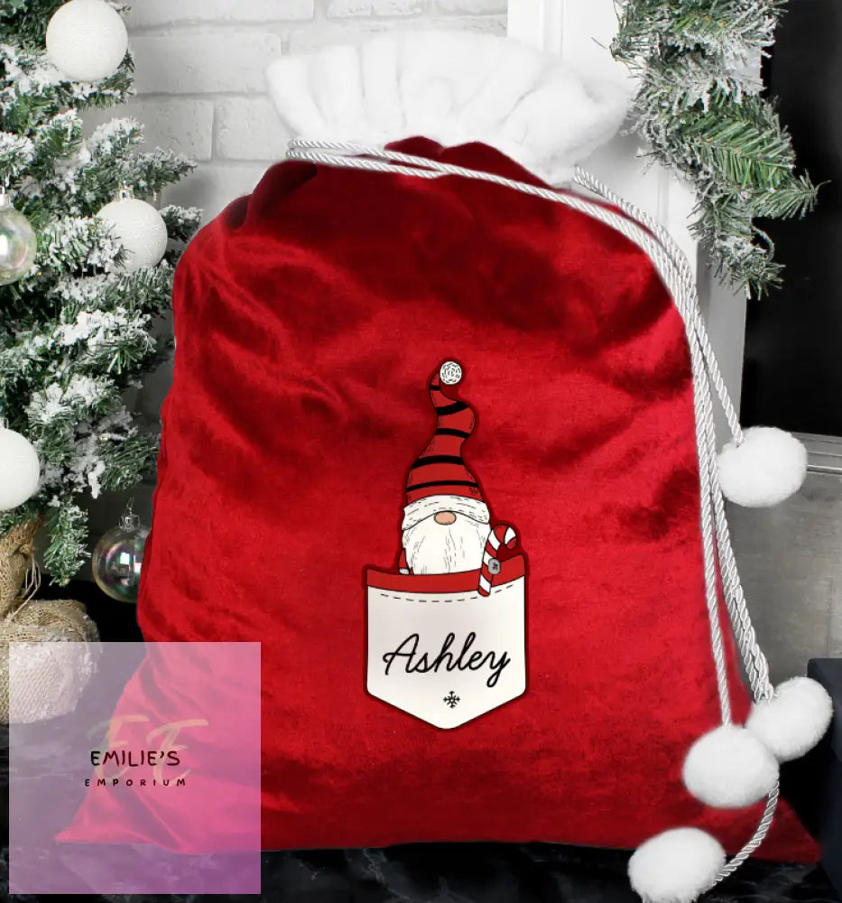 Personalised Gonk Family Red Christmas Sack - Boy