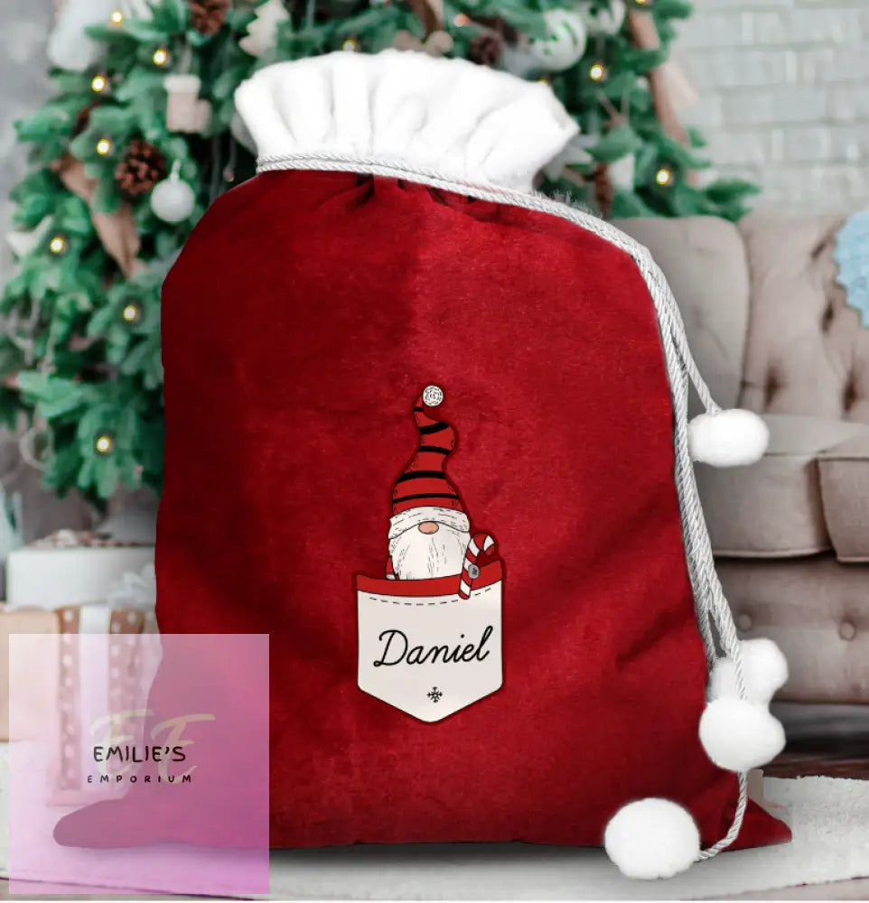 Personalised Gonk Family Red Christmas Sack - Boy