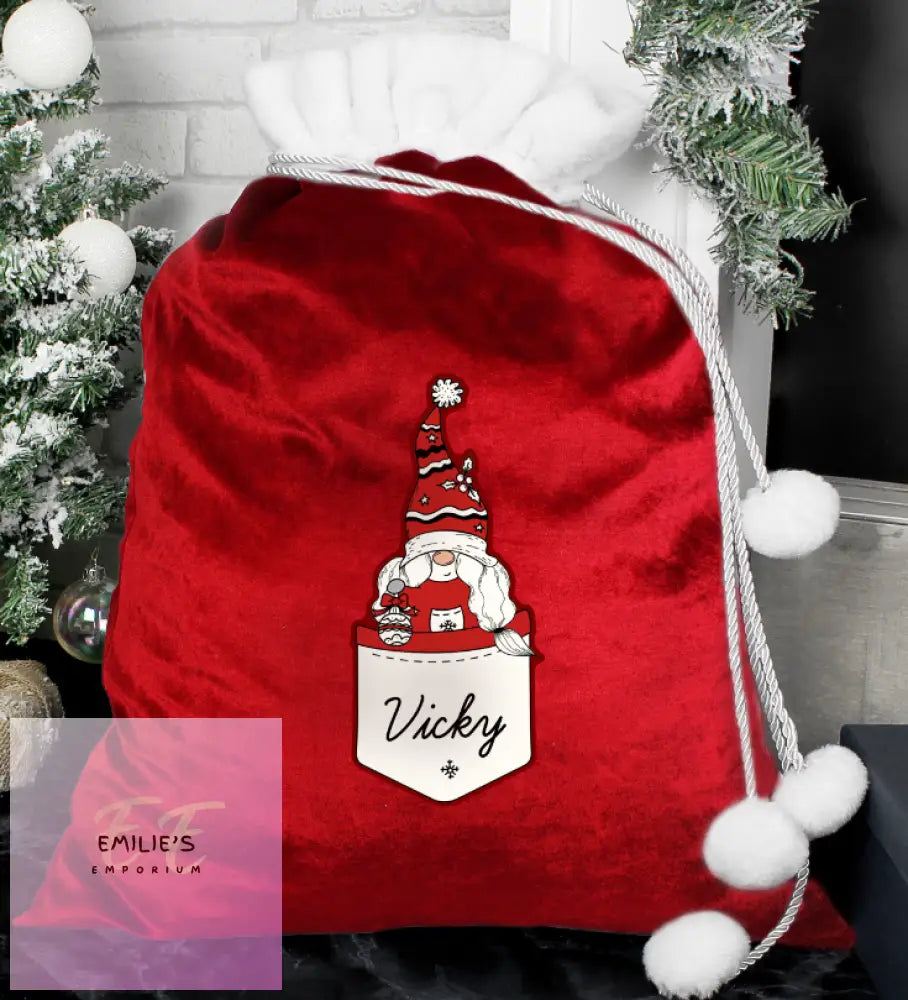 Personalised Gonk Family Red Christmas Sack - Female