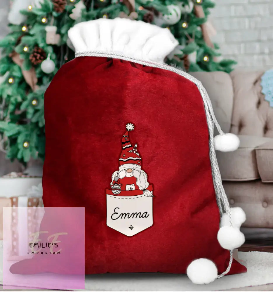 Personalised Gonk Family Red Christmas Sack - Female