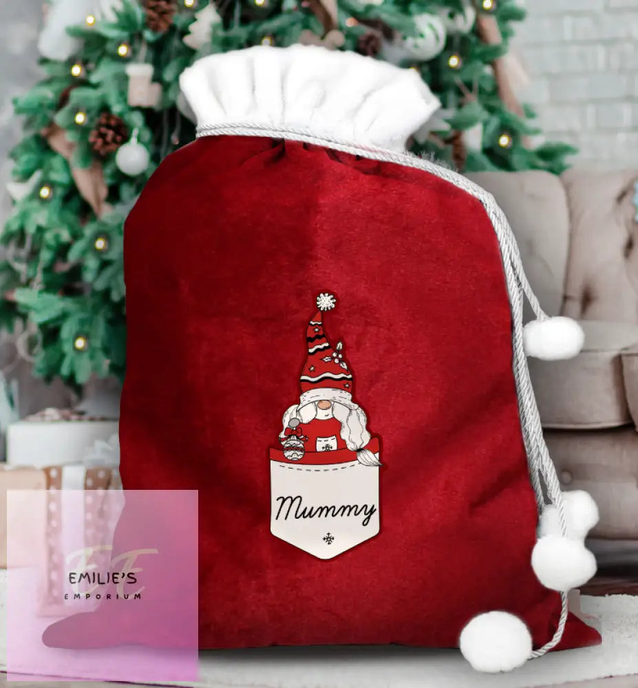 Personalised Gonk Family Red Christmas Sack - Female