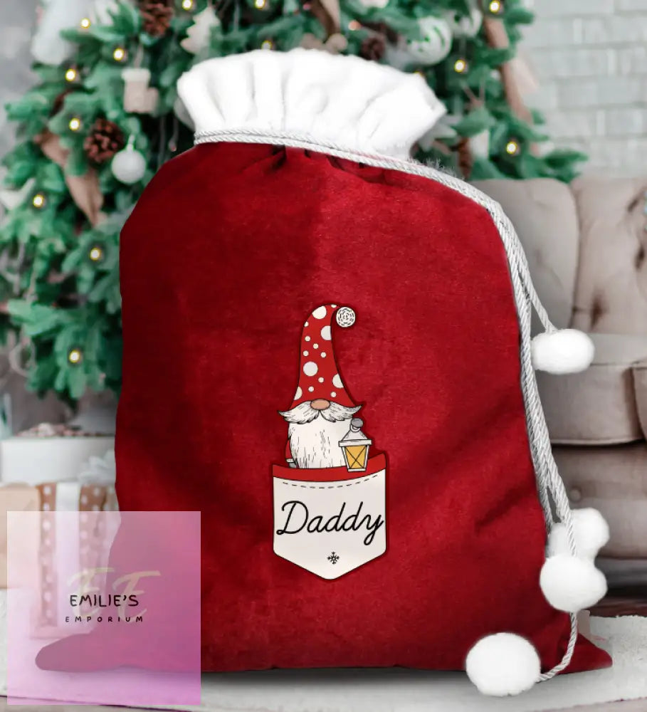 Personalised Gonk Family Red Christmas Sack - Male