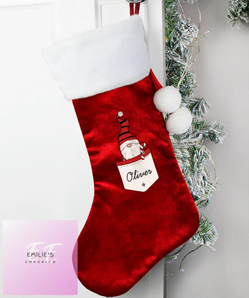 Personalised Gonk Family Red Christmas Stocking- Boy