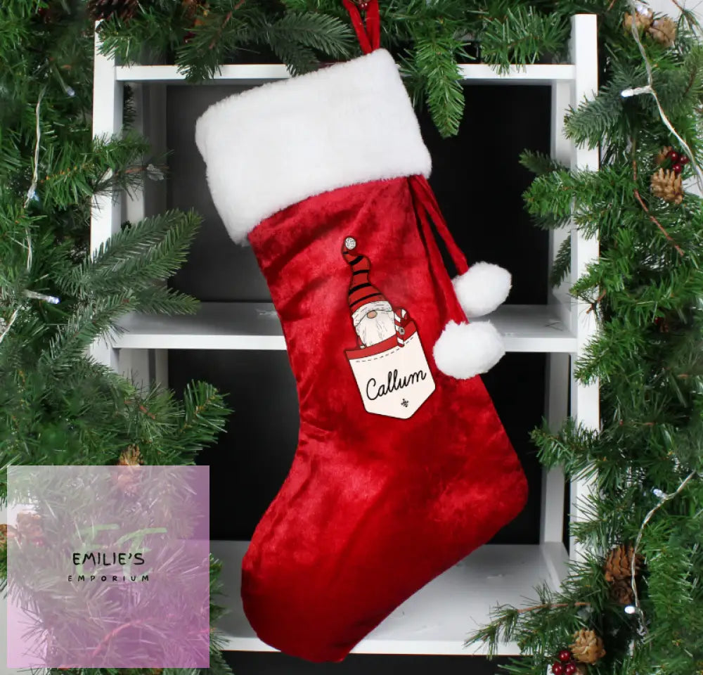 Personalised Gonk Family Red Christmas Stocking- Boy