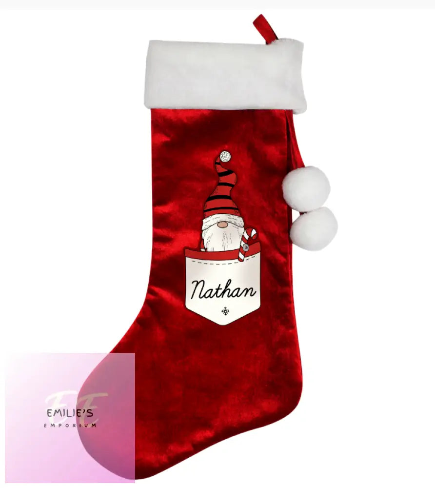 Personalised Gonk Family Red Christmas Stocking- Boy