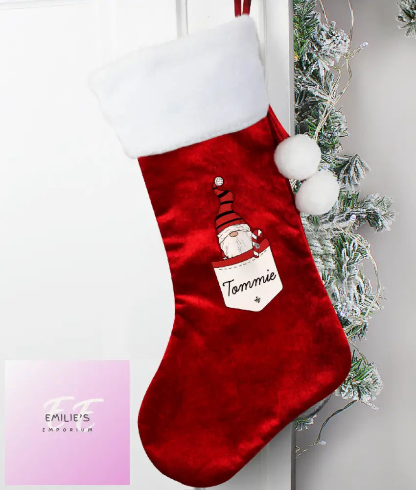 Personalised Gonk Family Red Christmas Stocking- Boy