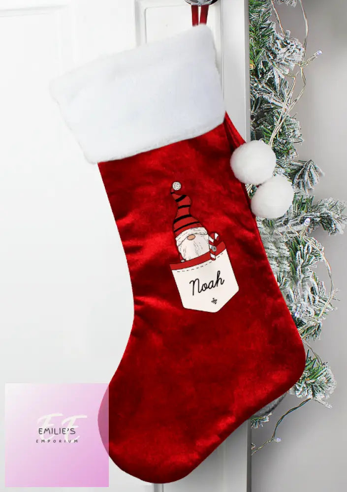 Personalised Gonk Family Red Christmas Stocking- Boy