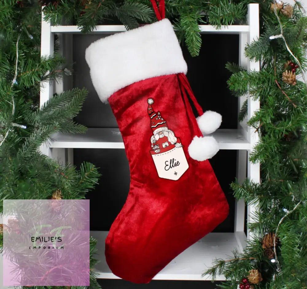 Personalised Gonk Family Red Christmas Stocking- Female