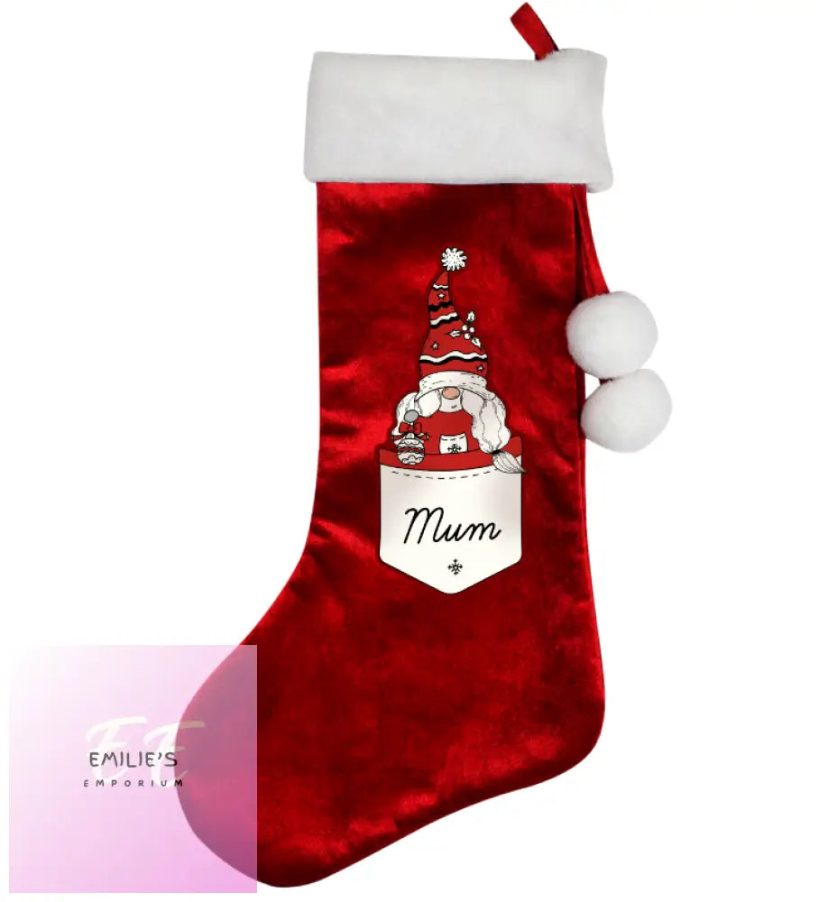 Personalised Gonk Family Red Christmas Stocking- Female