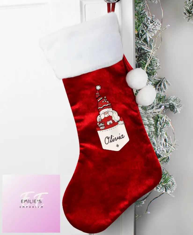 Personalised Gonk Family Red Christmas Stocking- Female