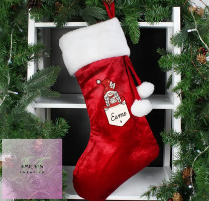 Personalised Gonk Family Red Christmas Stocking- Girl