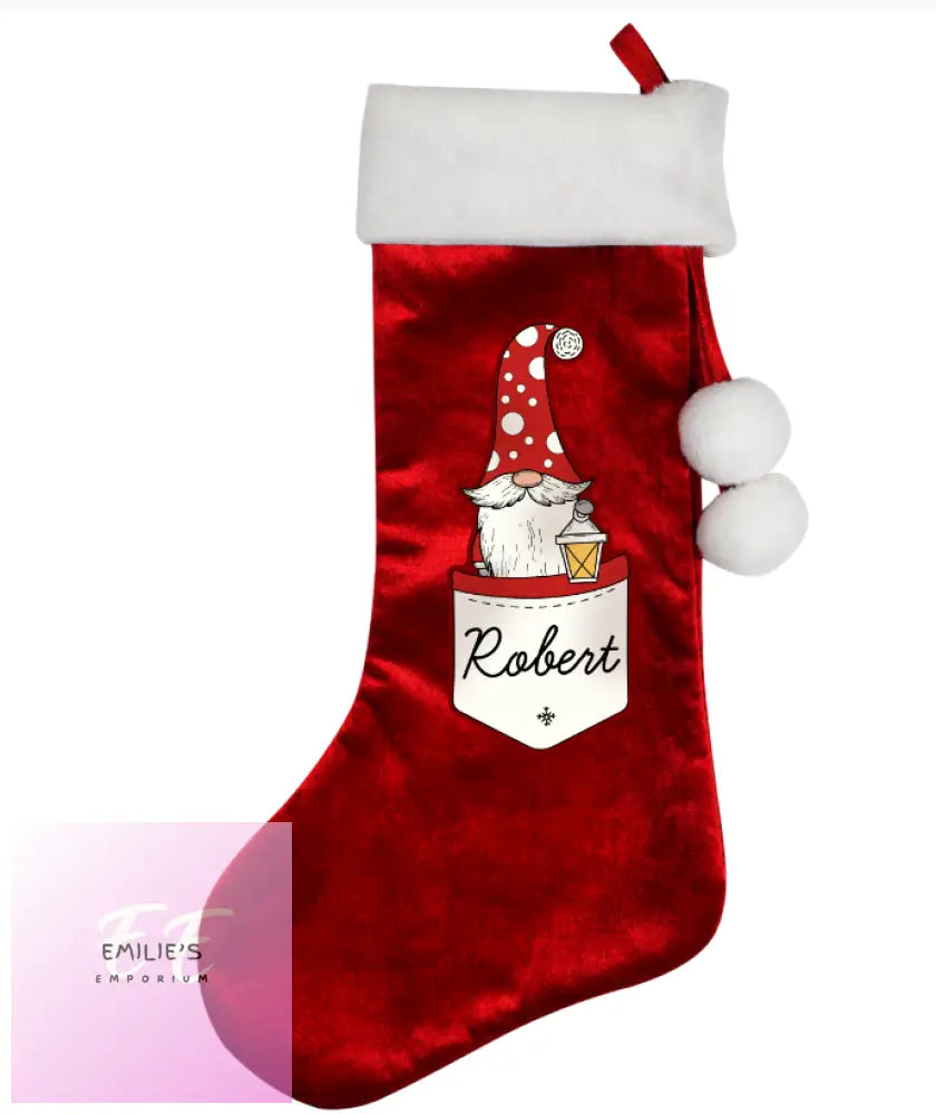 Personalised Gonk Family Red Christmas Stocking- Male