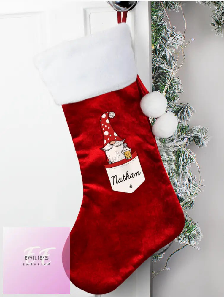 Personalised Gonk Family Red Christmas Stocking- Male