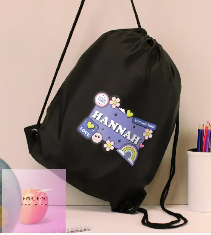 Personalised Good Vibes Black Kit Bag