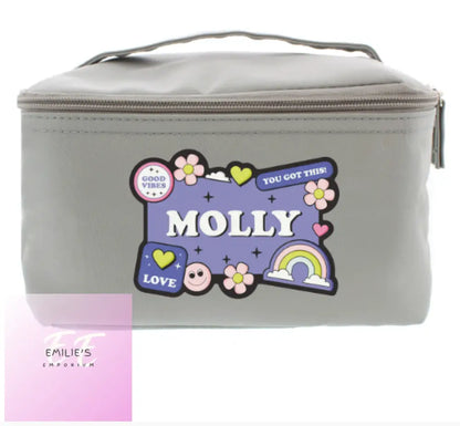 Personalised Good Vibes Grey Toiletry Bag