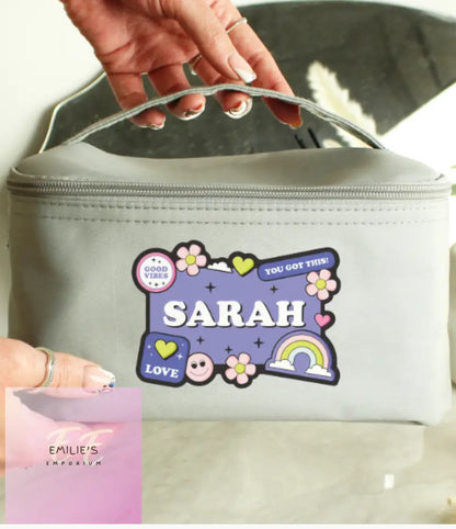 Personalised Good Vibes Grey Toiletry Bag