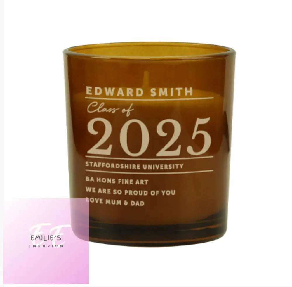 Personalised Graduation Amber Glass Candle