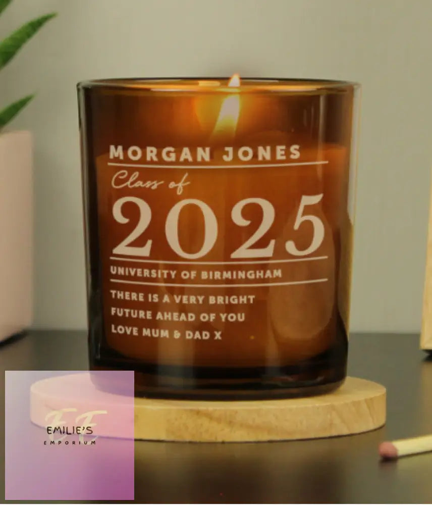 Personalised Graduation Amber Glass Candle