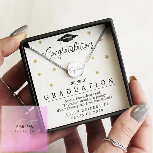 Personalised Graduation Sentiment Silver Tone Necklace And Box Gift